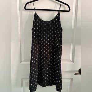 Blue Rain Black Mini Dress with Floral Accents